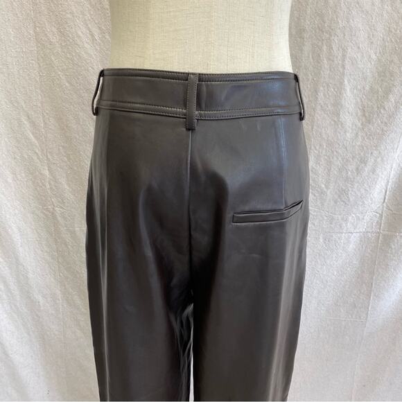 Mango chocolate brown faux‎ leather high waisted tapered pants US Size 2 - Picture 5 of 16